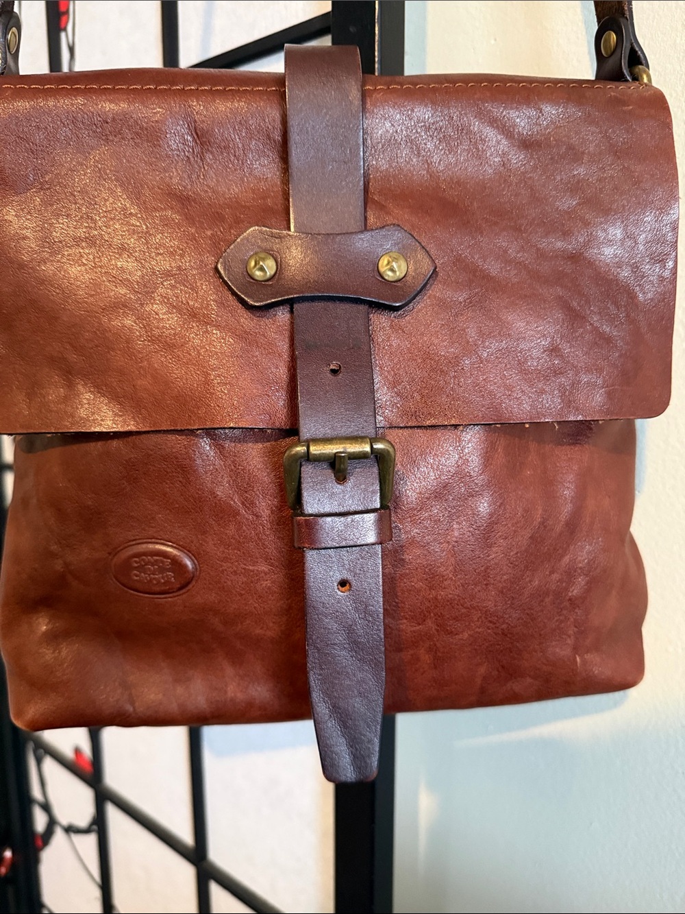 Conte di Cavour Italian Leather Crossbody Messenger Bag - Brown (vintage) - Picture 4 of 9